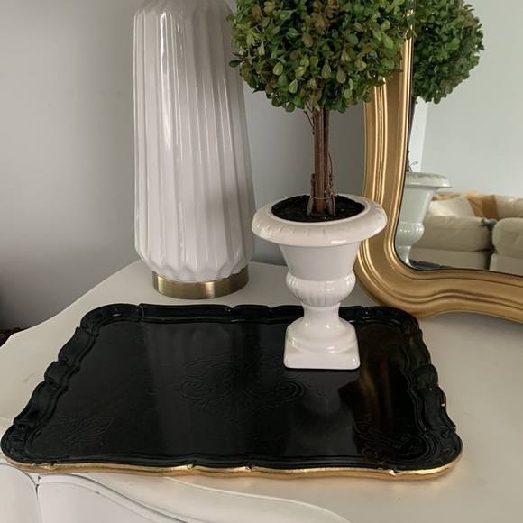 R+D. Lab Sara tray black gold wooden made in Italy hand made modern glam - Picture 11 of 14
